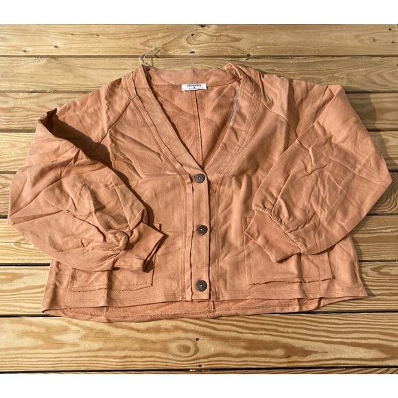 NEW Zenana Button Front Cardigan Size Small Women’s Orange - Picture 1 of 8